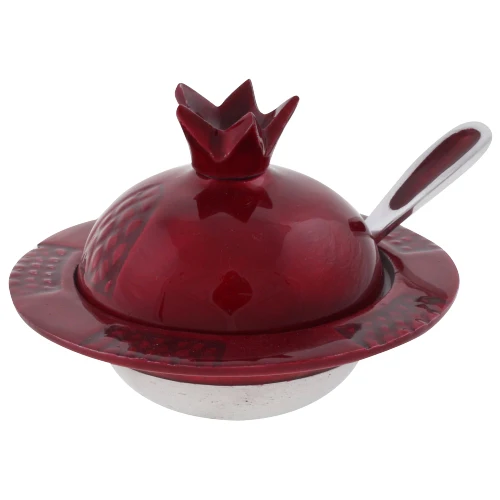 ART JUDAICA - Aluminum Pomegranate Honey Dish