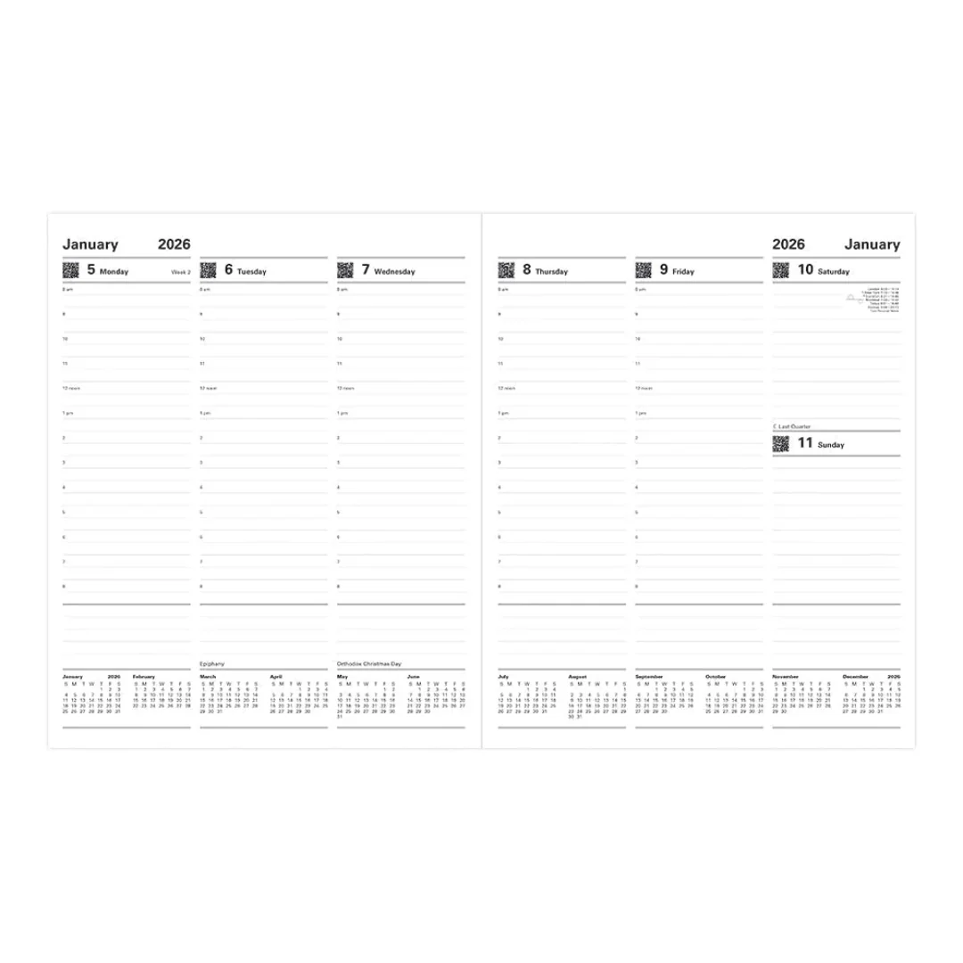 Letts of London - 2026 A4 Classic Quarto Planner - Vertical Week to View - Black (English) - Image 2