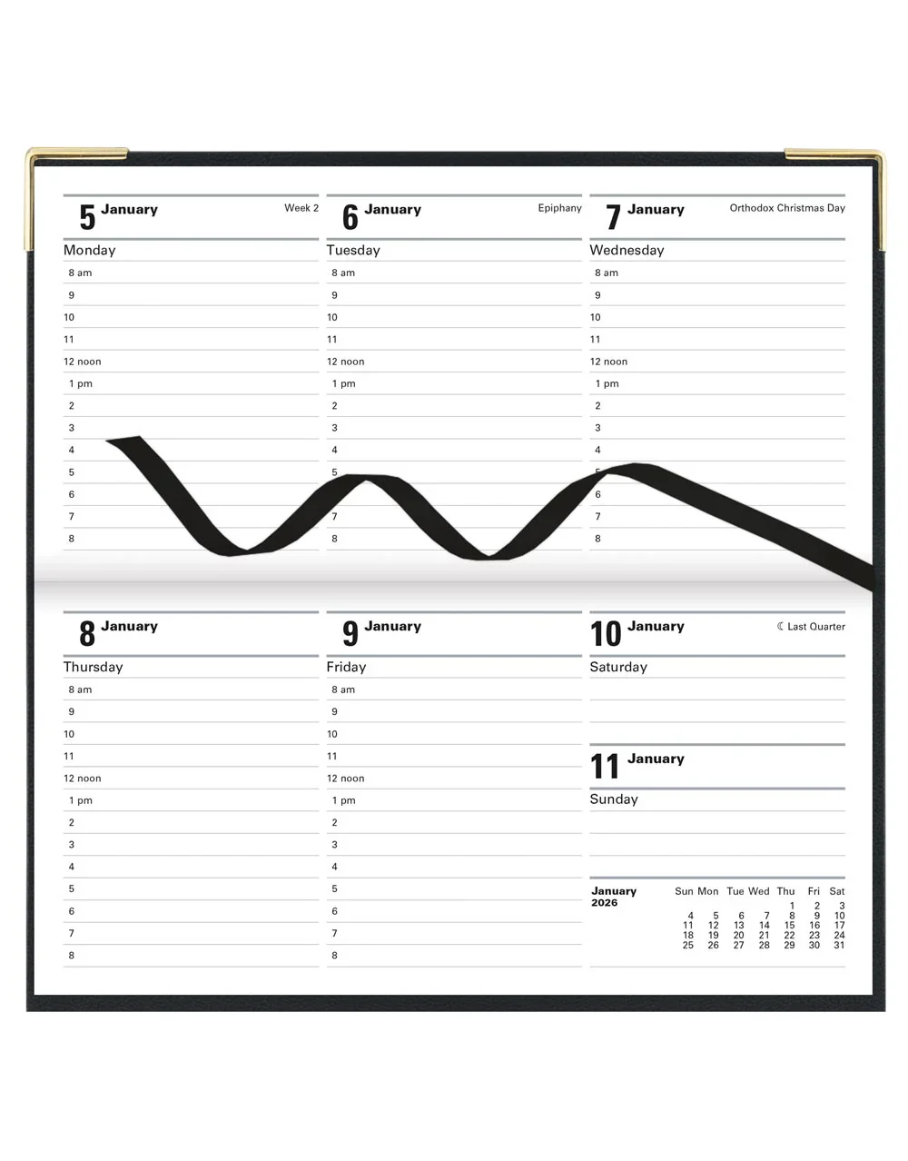 Letts of London - 2026 Slim Weekly Planner with Appointments - Landscape Week-to-View - Black - Image 2