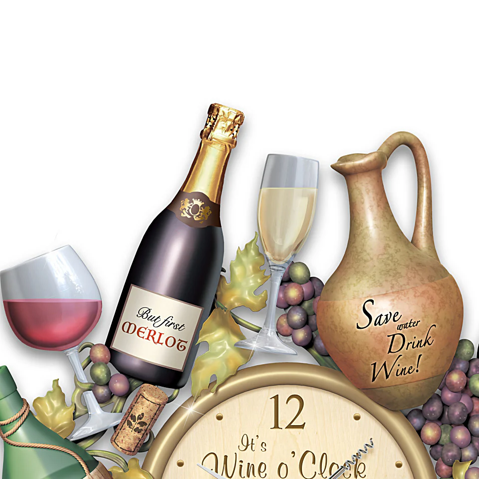BRADFORD - A Wine Lover’s Sculptural Wall Clock With Corkscrew Pendulum "WINE O'CLOCK" - Image 4