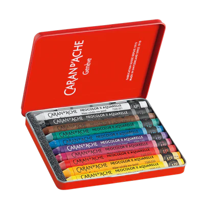CARAN D'ACHE - 10 Neocolor® II Aquarelle in Metal Box – Water-Soluble Wax Pastels - Image 2