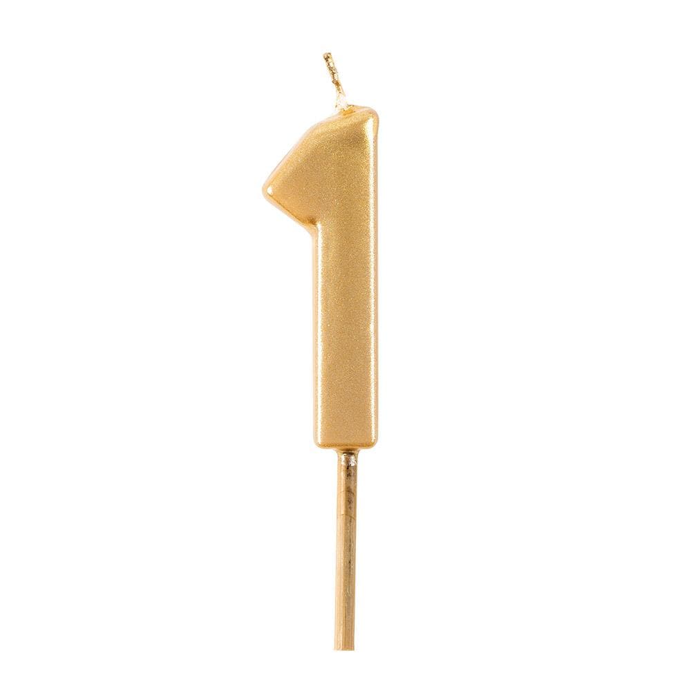 Caspari Number Candle - Gold - "1"