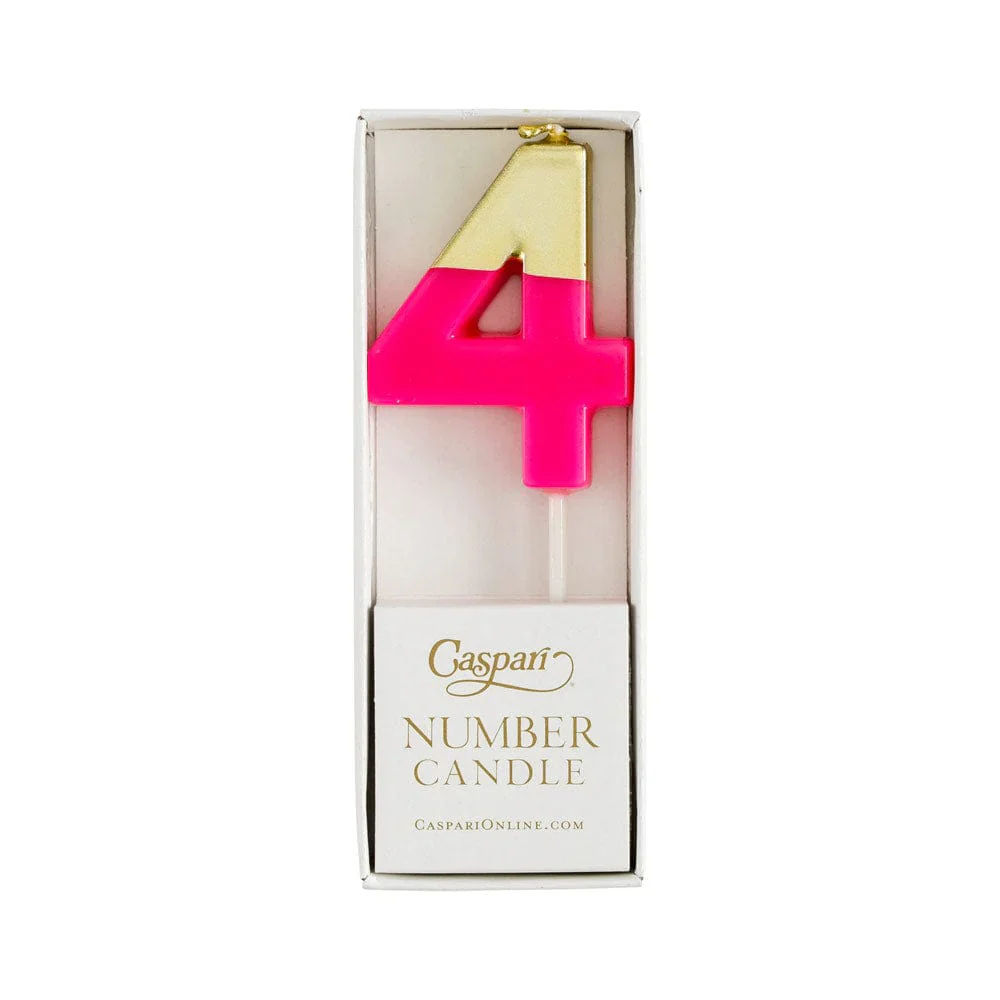 Caspari Number Candle - Pink and Gold - "4" - Image 2