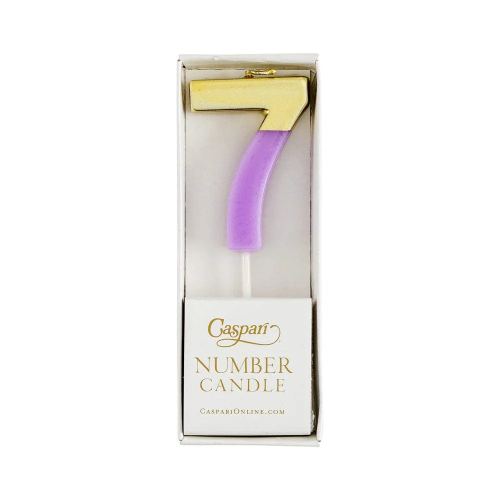 Caspari Number Candle - Purple and Gold - "7" - Image 2