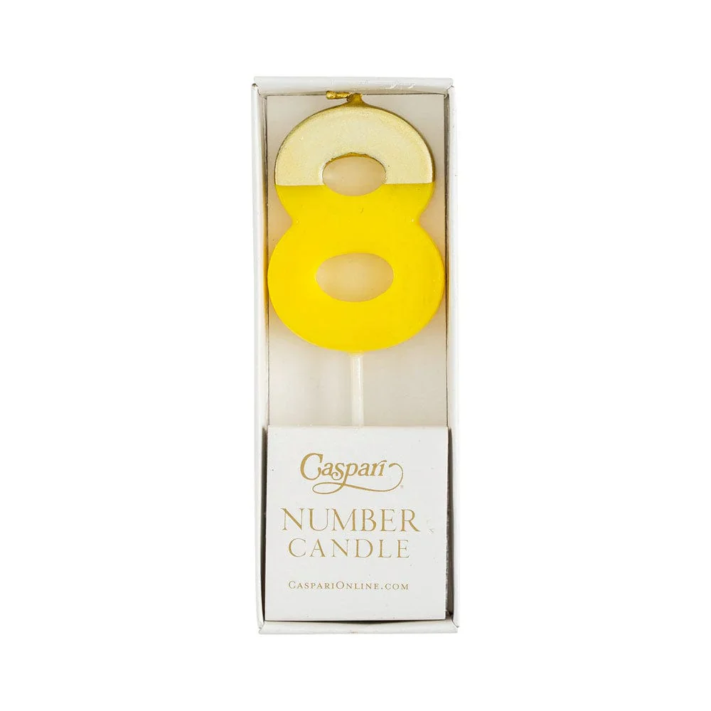 Caspari Number Candle - Yellow and Gold - "8" - Image 2