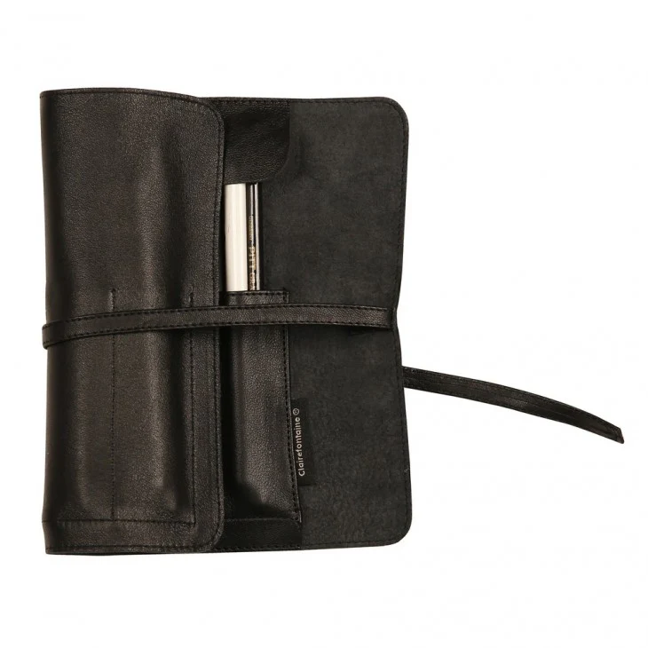 Clairefontaine - Leather Roll Up Pencil and Tool Case - Black - Image 3