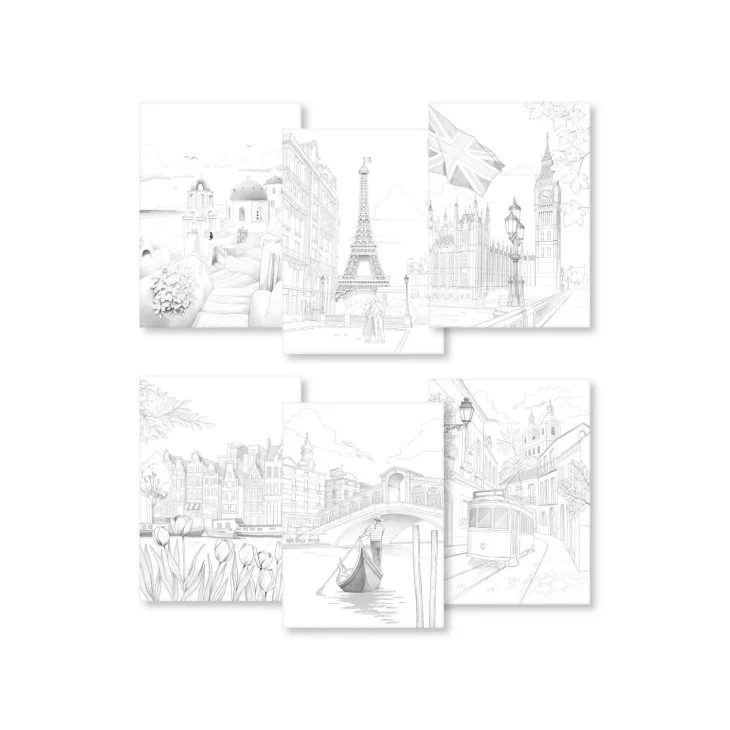 Clairefontaine - ODELIA A4 Multi-technical Colouring Pad of 20 - Cities - Image 2