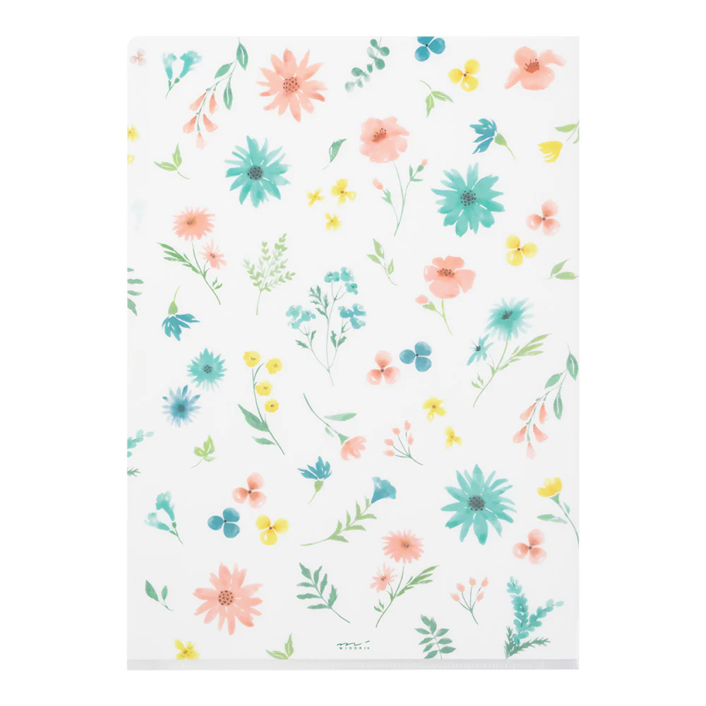 MIDORI - 3 Pockets Clear Folder - A4 - Flower