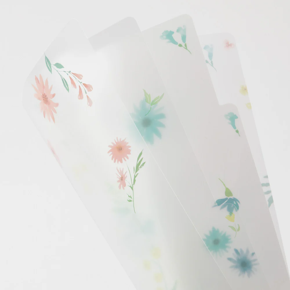 MIDORI - 3 Pockets Clear Folder - A4 - Flower - Image 2