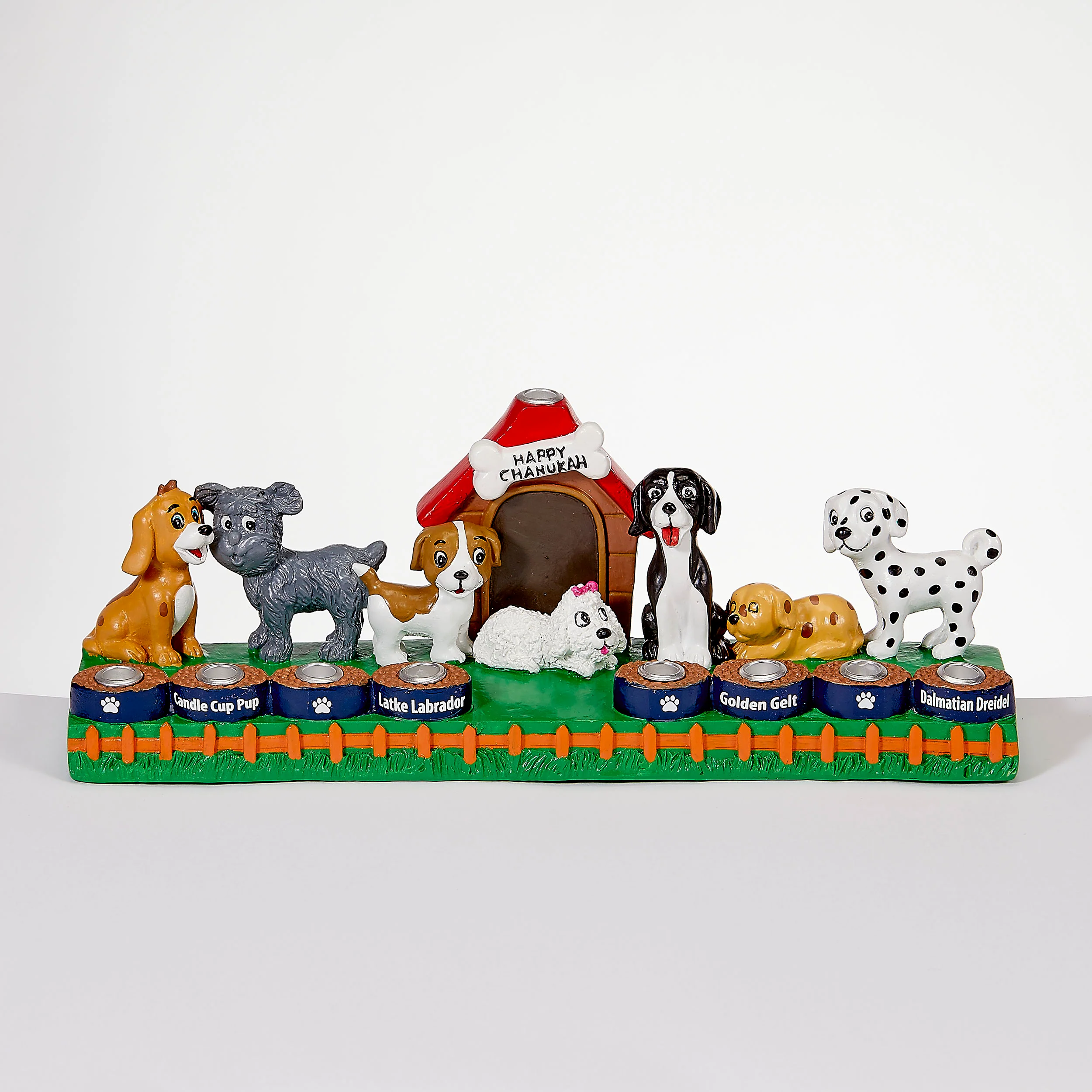 RITE LITE DOGS MENORAH HAND-PAINTED RESIN
