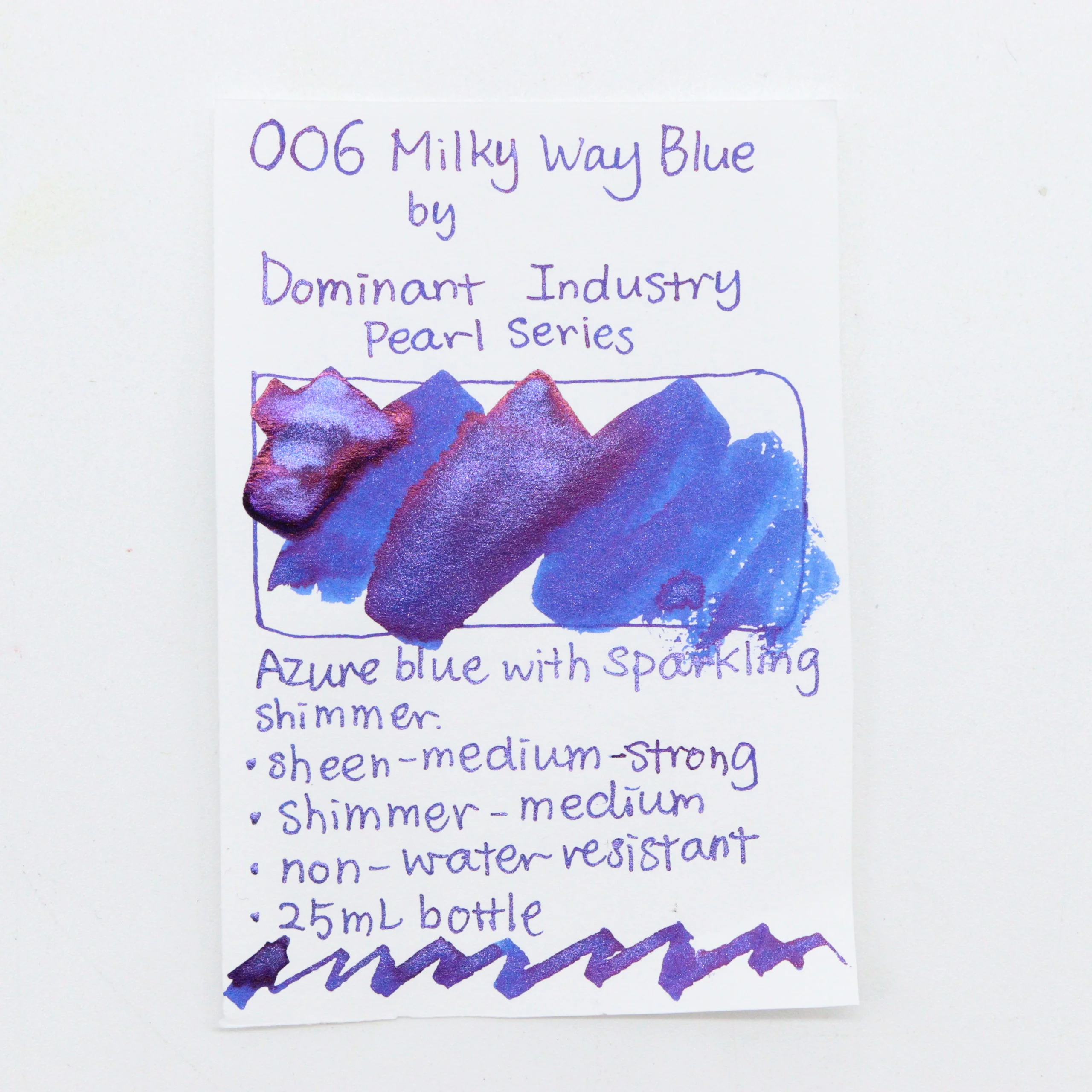 DOMINANT INDUSTRY – PEARL SERIES – Bottled Fountain Pen Ink (25ml) – No.006 Milky Way Blue - Image 2