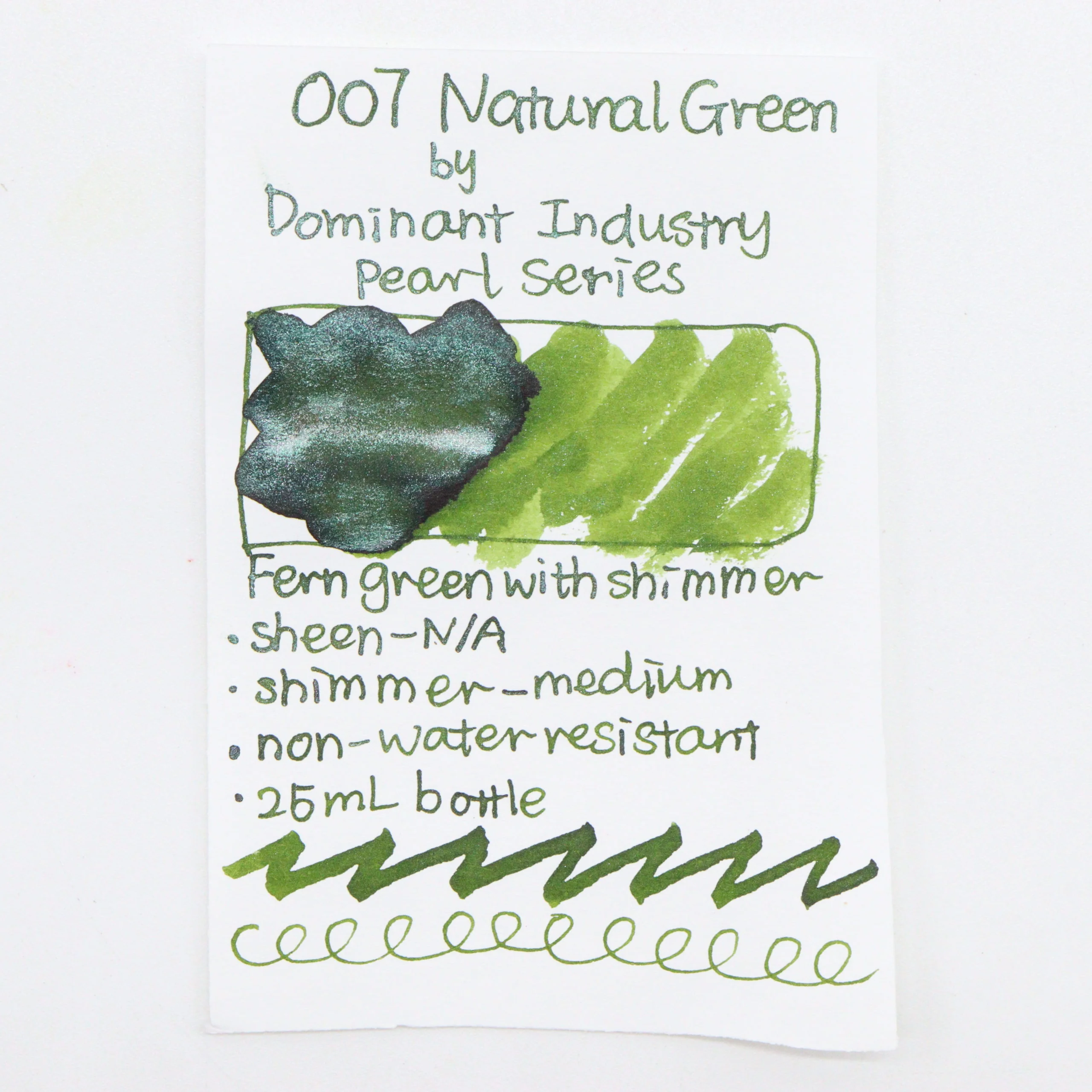 DOMINANT INDUSTRY – PEARL SERIES – Bottled Fountain Pen Ink (25ml) – No.007 Natural Green - Image 2