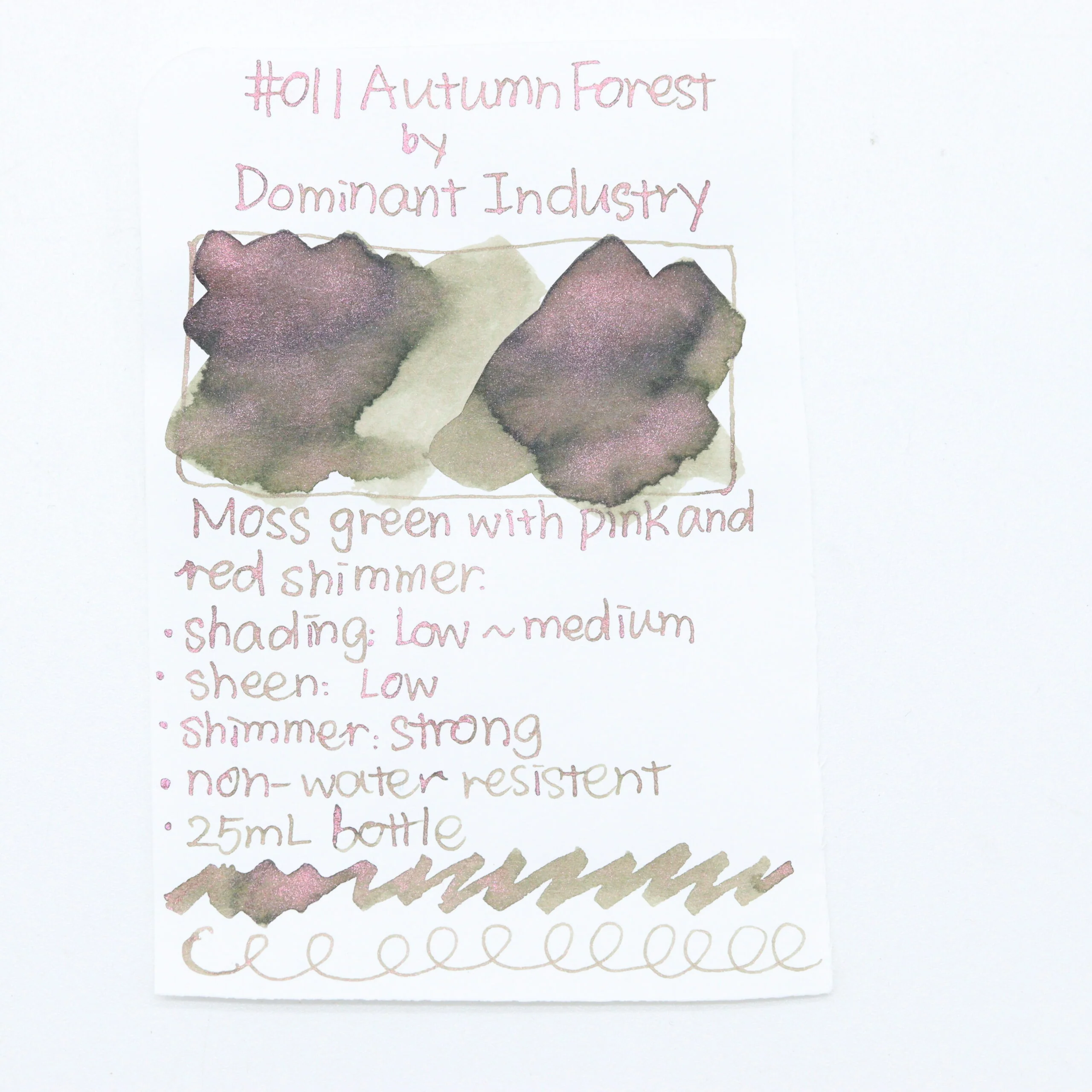 DOMINANT INDUSTRY – PEARL SERIES – Bottled Fountain Pen Ink (25ml) – No.011 AUTUMN FOREST - Image 2