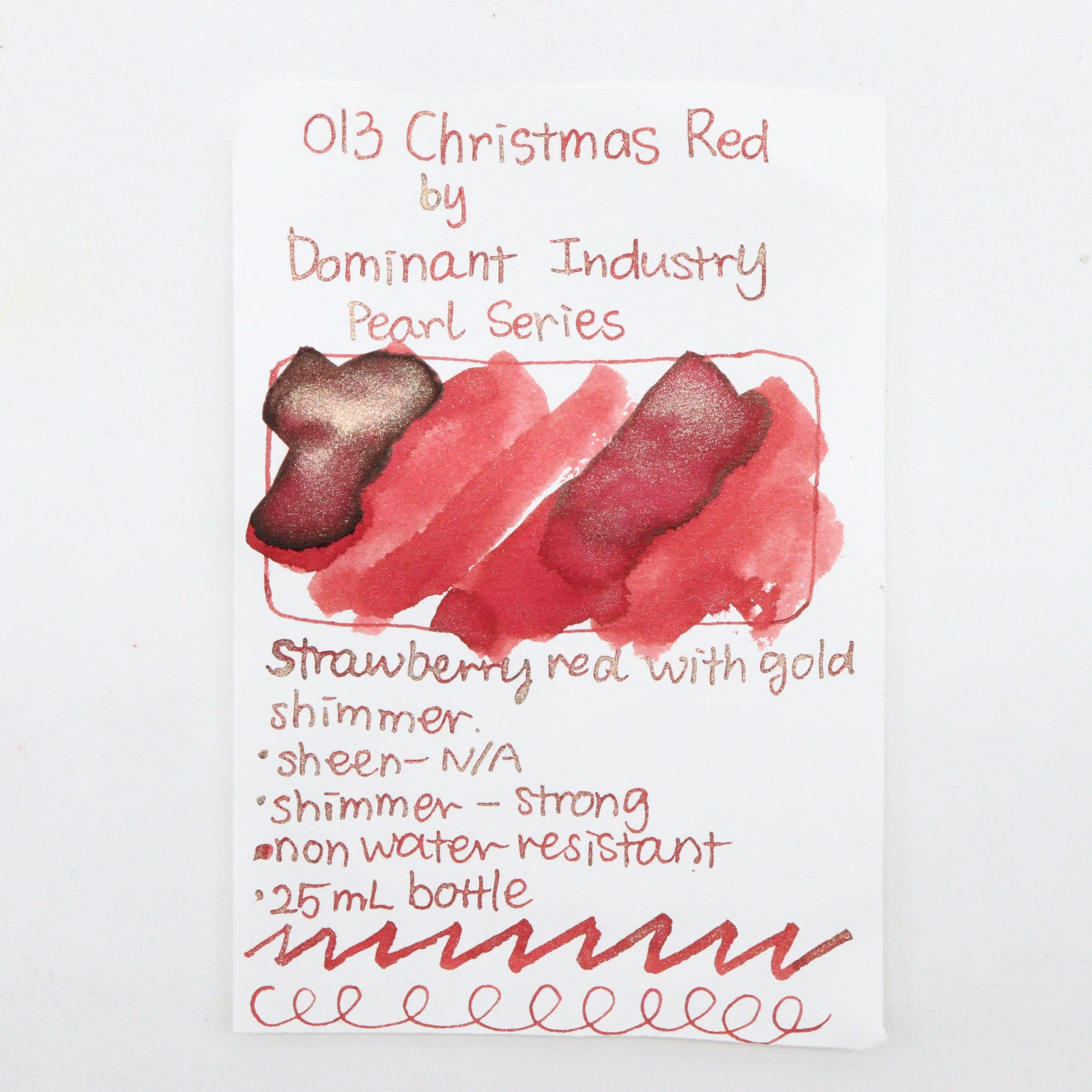 DOMINANT INDUSTRY – PEARL SERIES – Bottled Fountain Pen Ink (25ml) – No.013 Christmas Red - Image 2