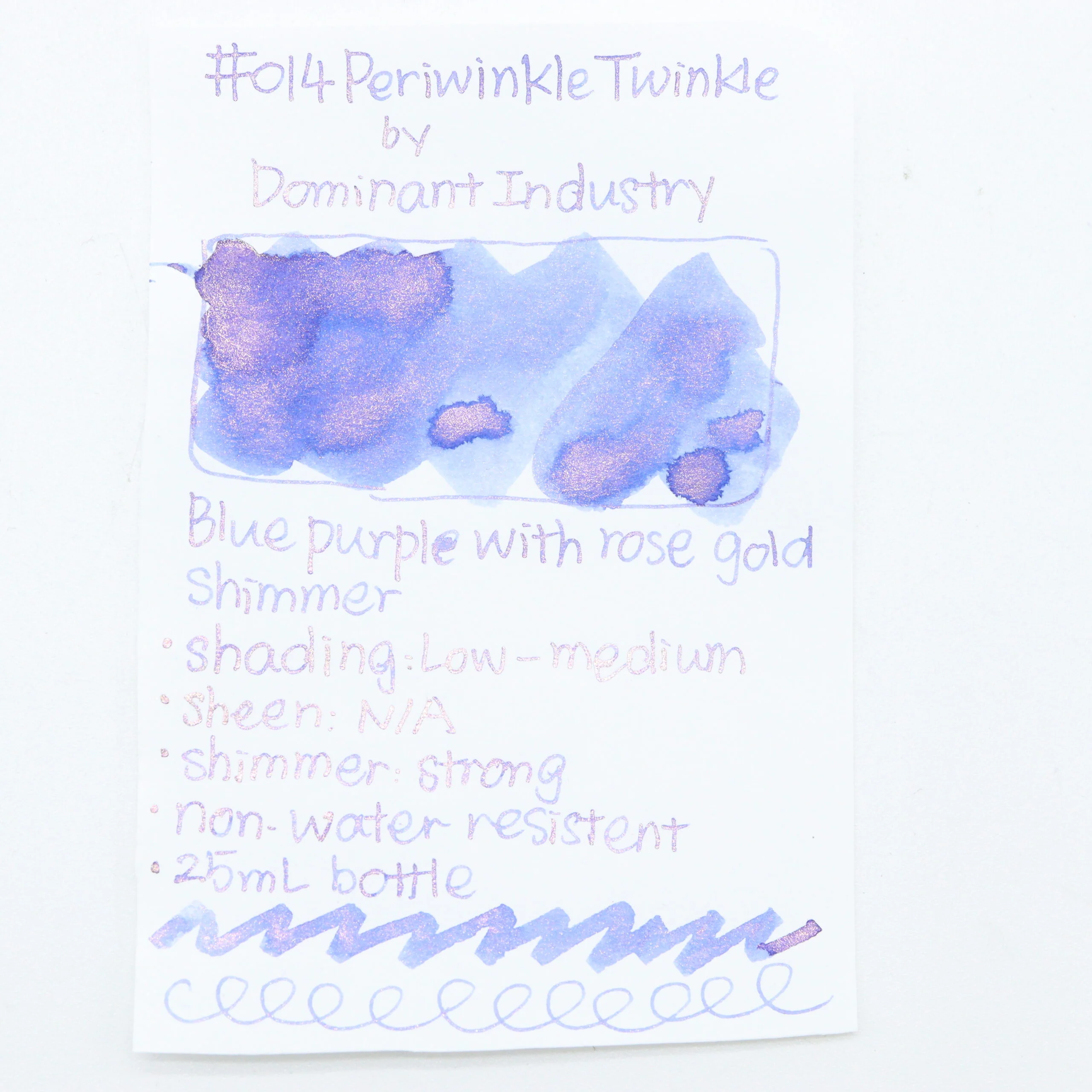 DOMINANT INDUSTRY – PEARL SERIES – Bottled Fountain Pen Ink (25ml) – No.014 PERIWINKLE TWINKLE - Image 2