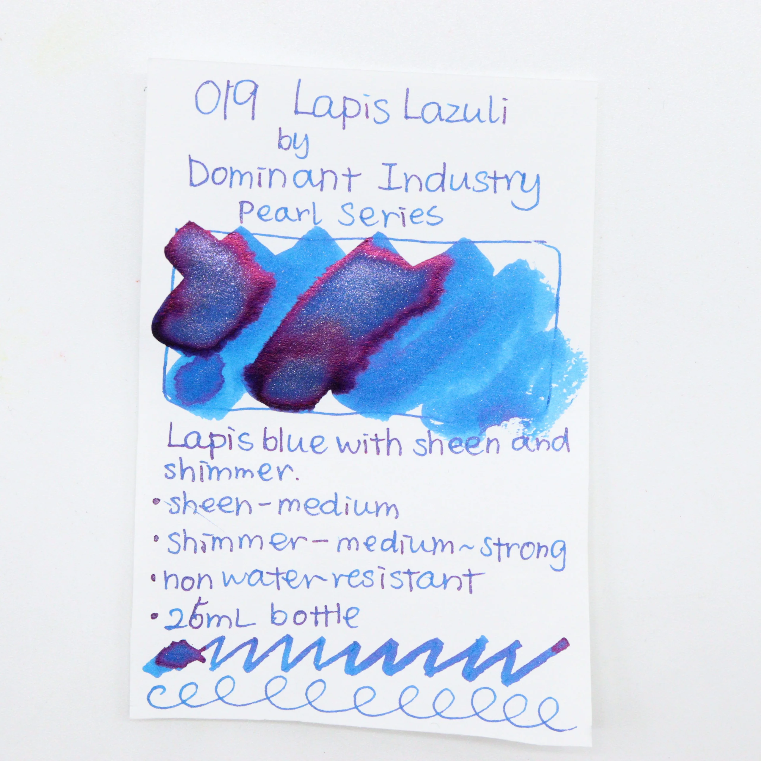 DOMINANT INDUSTRY – PEARL SERIES – Bottled Fountain Pen Ink (25ml) – No.019 Lapislazuli - Image 2