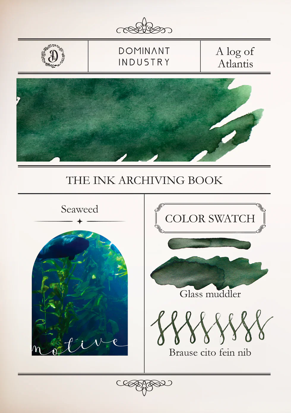 DOMINANT INDUSTRY – STANDARD SERIES – Bottled Fountain Pen Ink (25ml) – Atlantis - Seaweed - Image 2