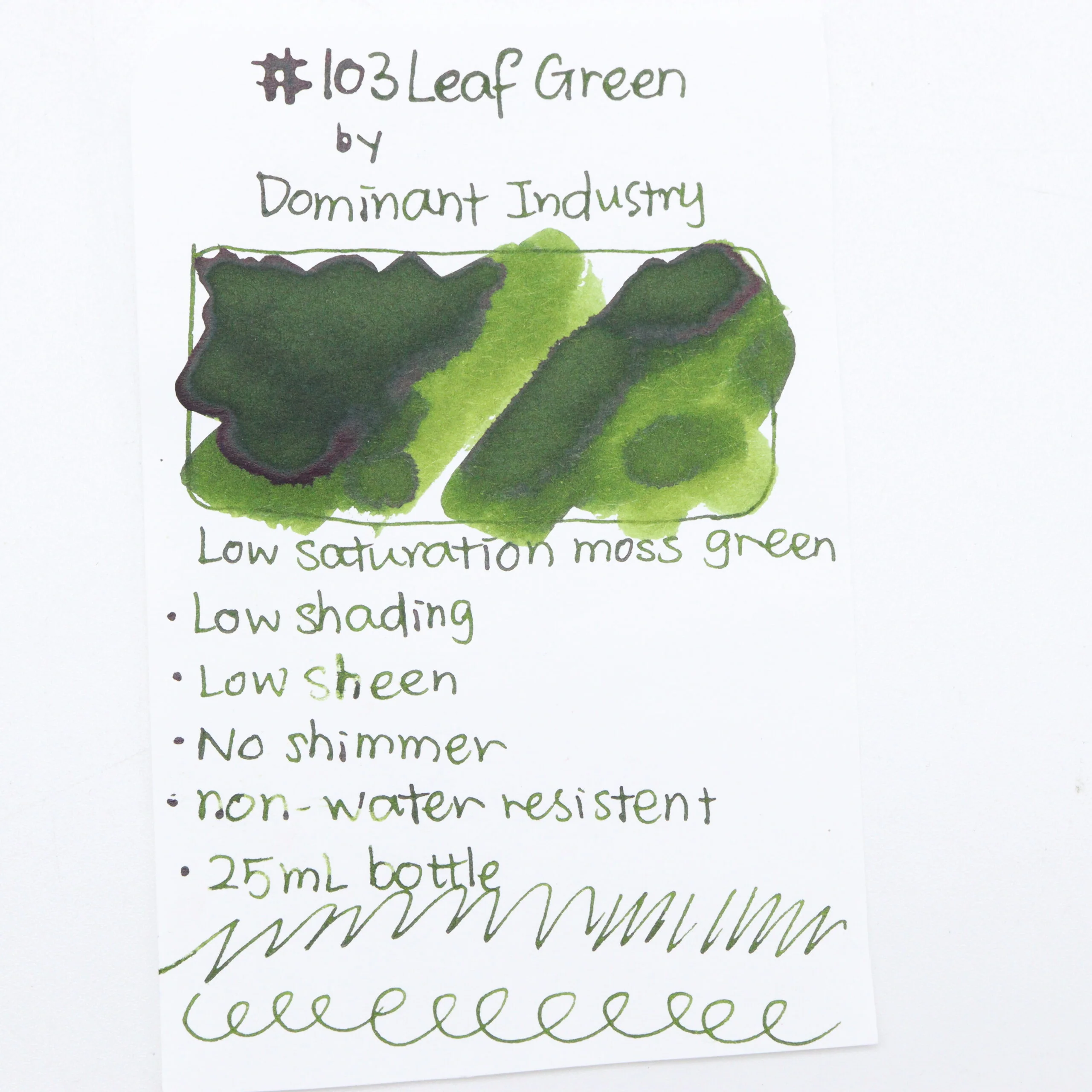 DOMINANT INDUSTRY – STANDARD SERIES – Bottled Fountain Pen Ink (25ml) – No.103 Leaf Green - Image 2