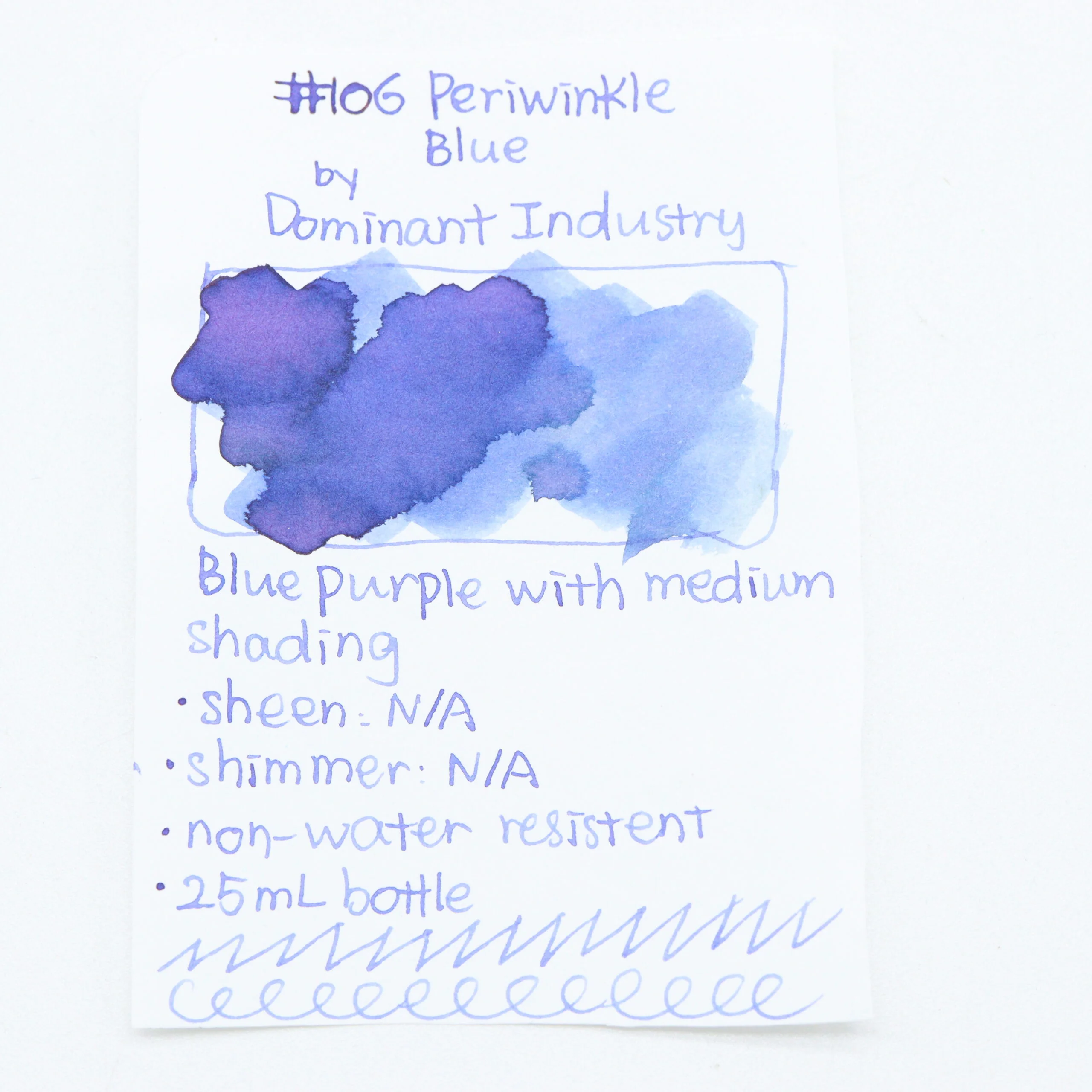 DOMINANT INDUSTRY – STANDARD SERIES – Bottled Fountain Pen Ink (25ml) – No.106 Periwinkle Blue - Image 2