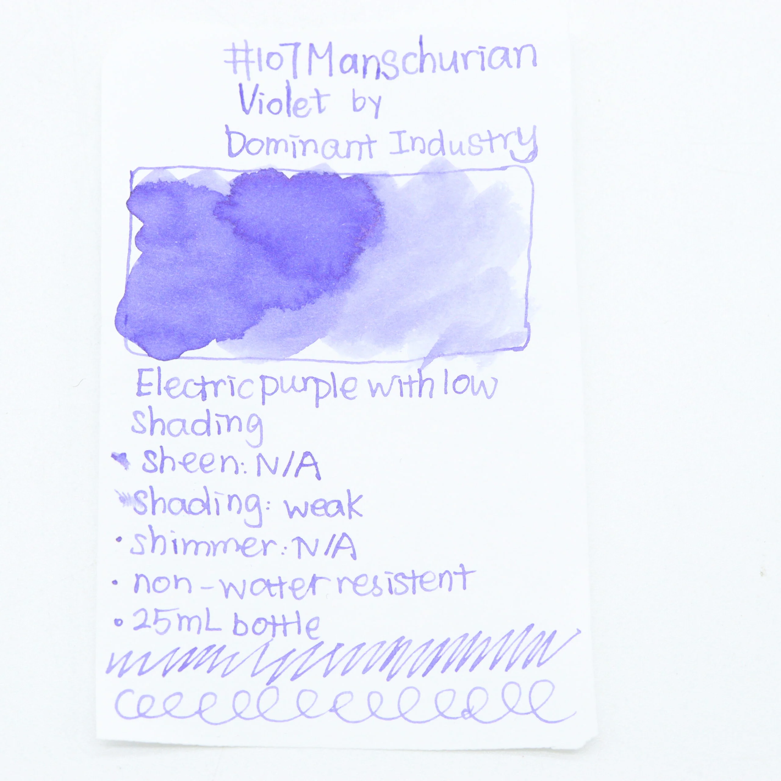 DOMINANT INDUSTRY – STANDARD SERIES – Bottled Fountain Pen Ink (25ml) – No.107 Manschurian Violet - Image 2