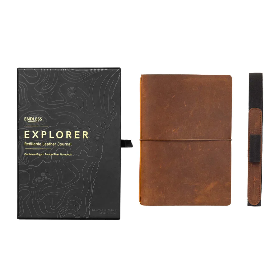 ENDLESS EXPLORER REFILLIABLE LEATHER JOURNAL - Regalia Paper 64 Pages - 'Brown' - Image 5