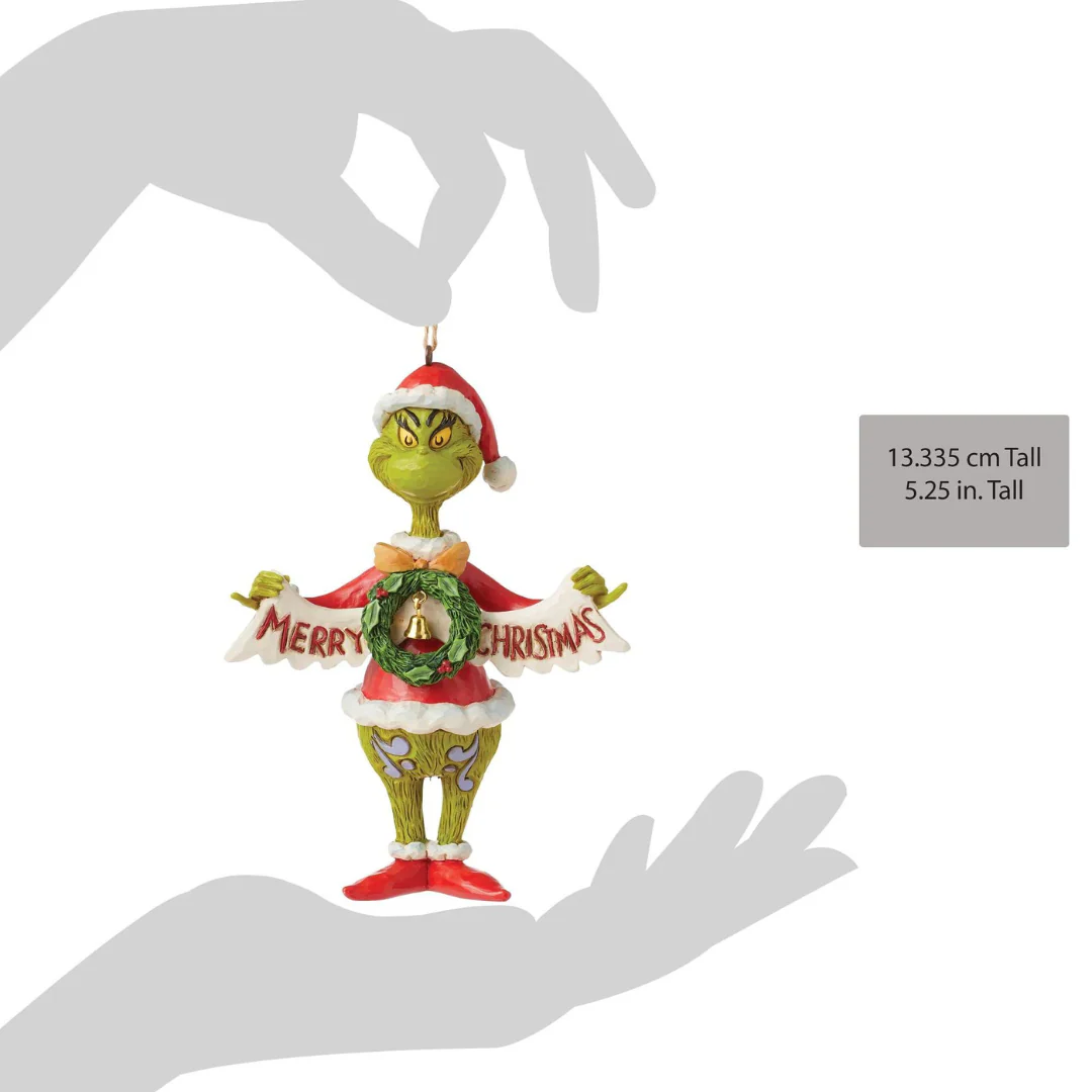 Enesco - Jim Shore: "The Grinch" - Holding Merry Christmas Banner Figurine - Image 6
