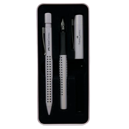 Faber-Castell - 2 Piece Fountain Pen and Ballpoint Pen Grip Edition Gift Set - Glam Pearl