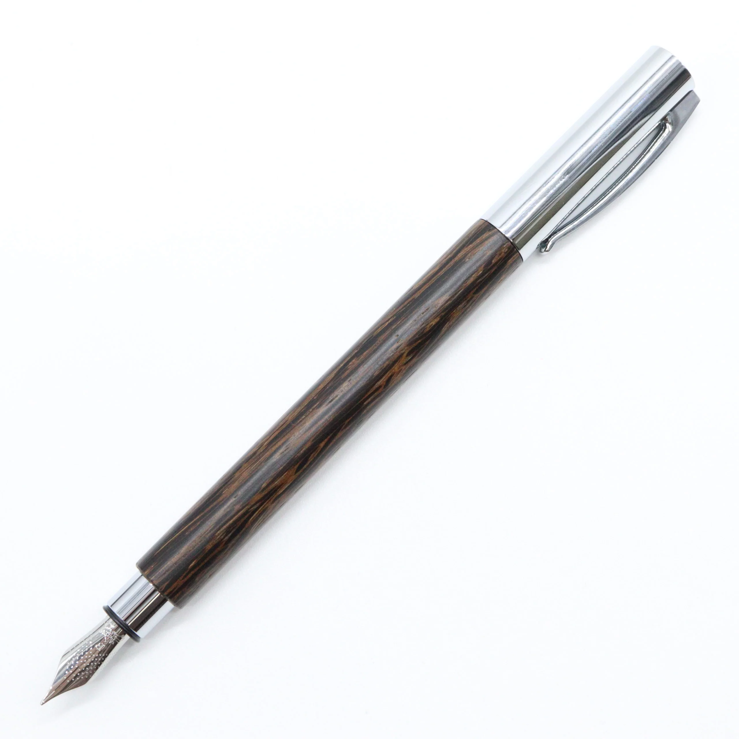 Faber-Castell - Ambition Fountain Pen with Gift Box Case - Coconut Wood with Silver Accents