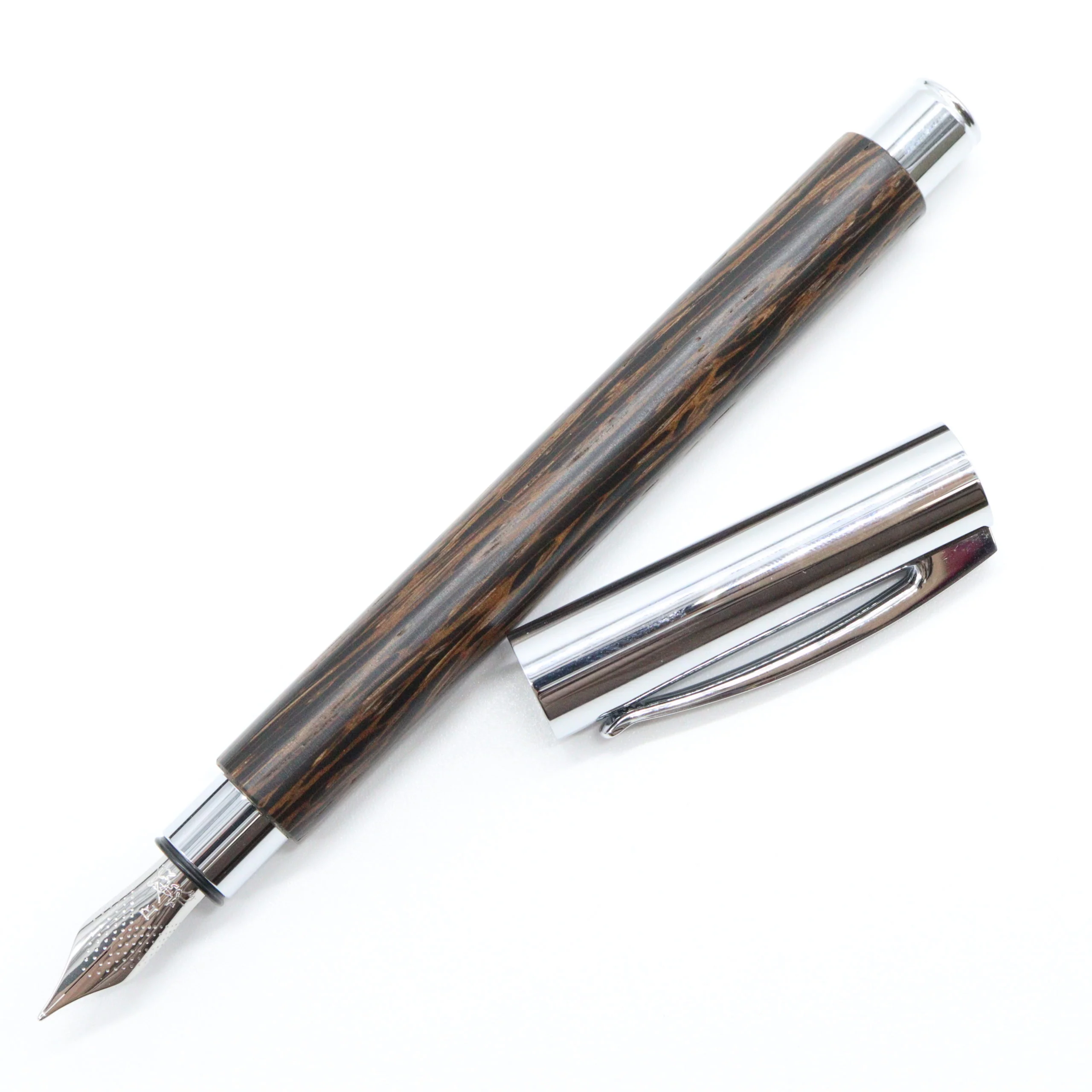 Faber-Castell - Ambition Fountain Pen with Gift Box Case - Coconut Wood with Silver Accents - Image 2