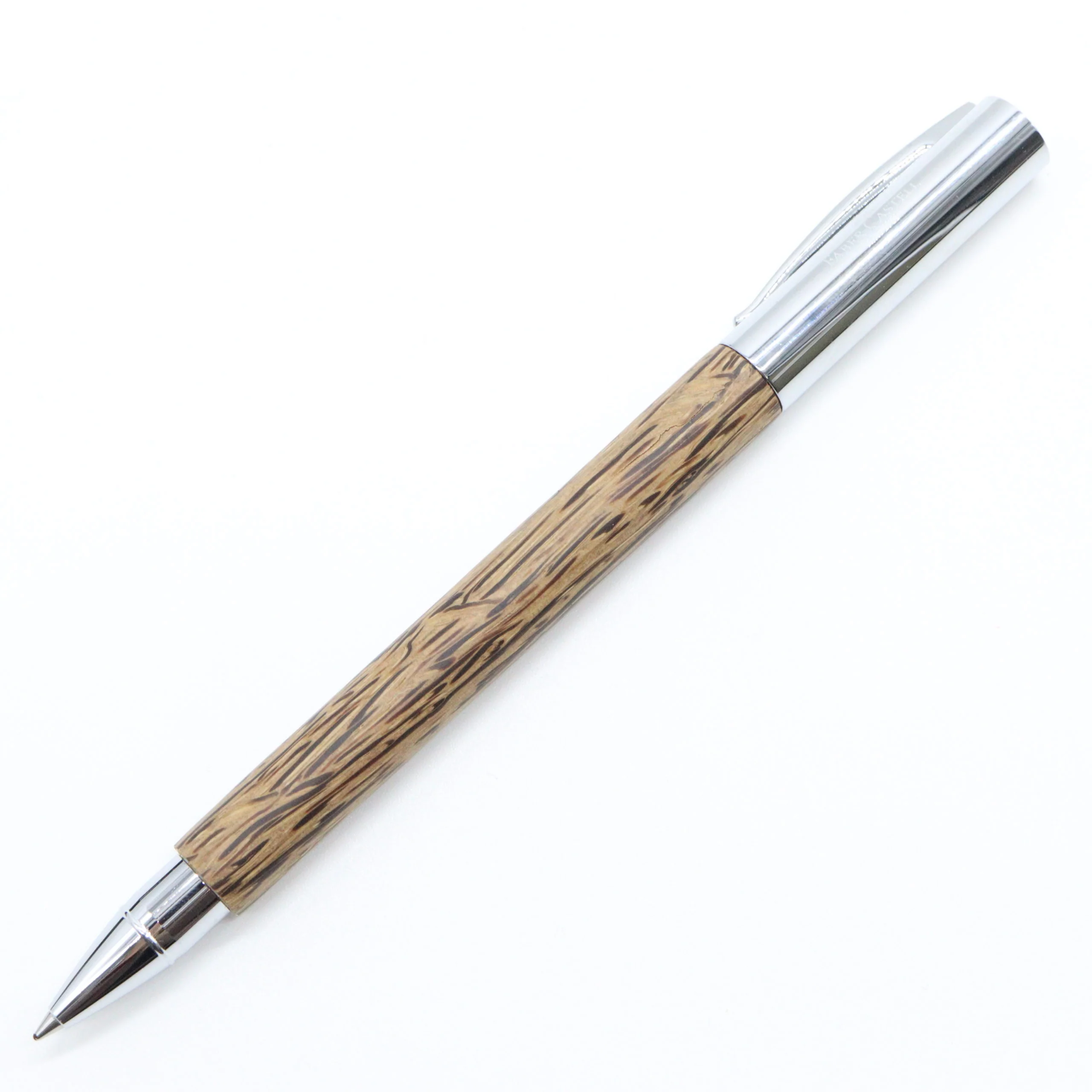 Faber-Castell – 'Ambition' Rollerball Pen with Gift Box Case –  Coconut Wood with Silver Accents - Image 2