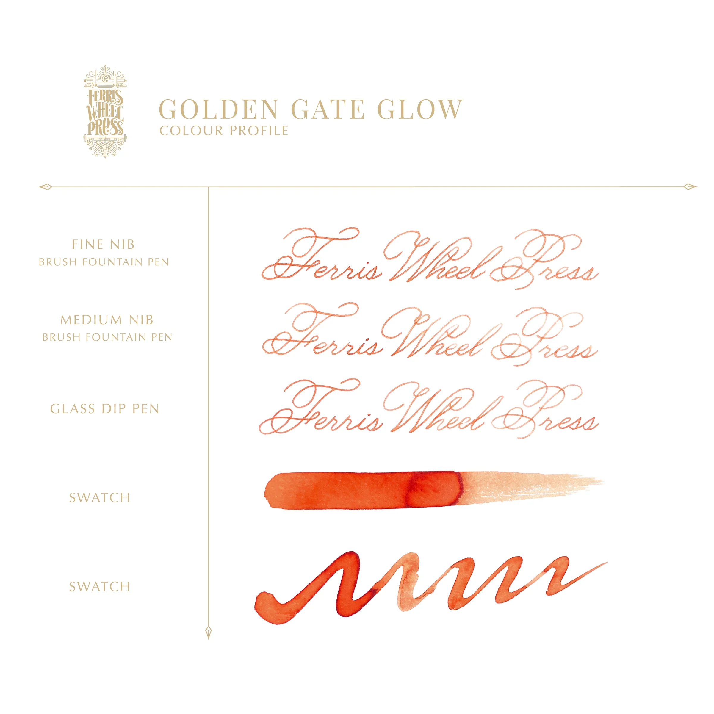 Ferris Wheel Press - Fountain Pen Ink Glass Bottle 38ml – Golden Gate Glow - Image 3