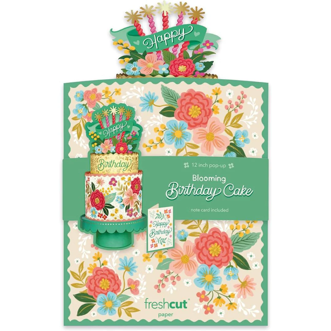 Fresh Cut Paper - Life Sized Pop-Up Birthday Cake with Note Card - Blooming Birthday Cake