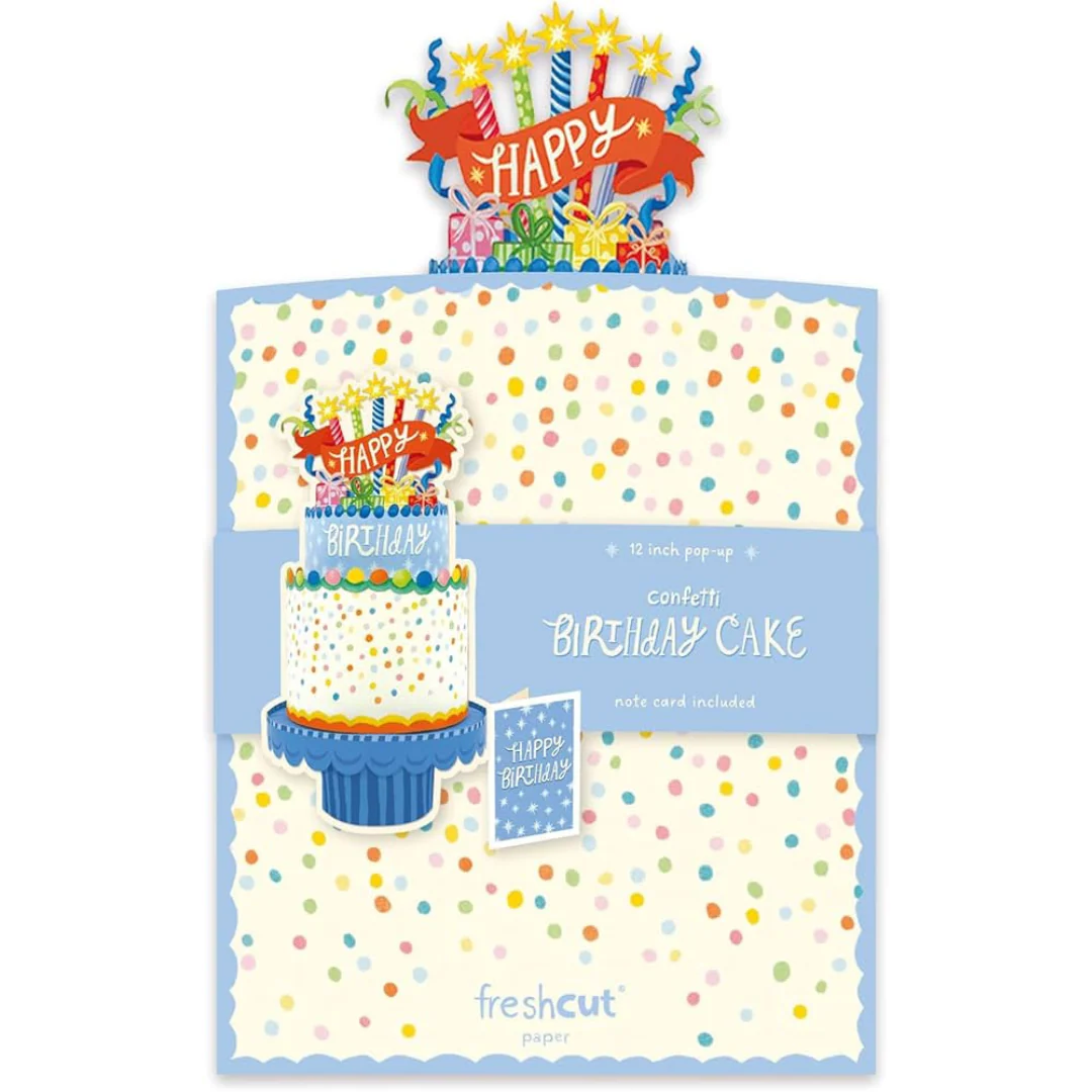 Fresh Cut Paper - Life Sized Pop-Up Birthday Cake with Note Card - Confetti Birthday Cake