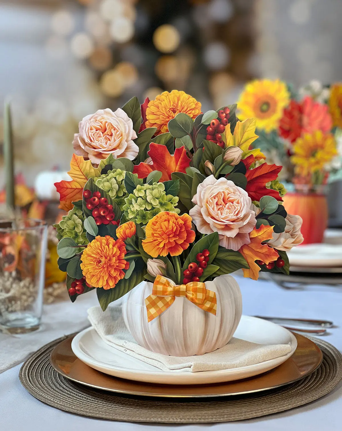 Fresh Cut Paper - Life Sized Pop-Up Flower Bouquet with Note Card - Pumpkin Spice - Image 2
