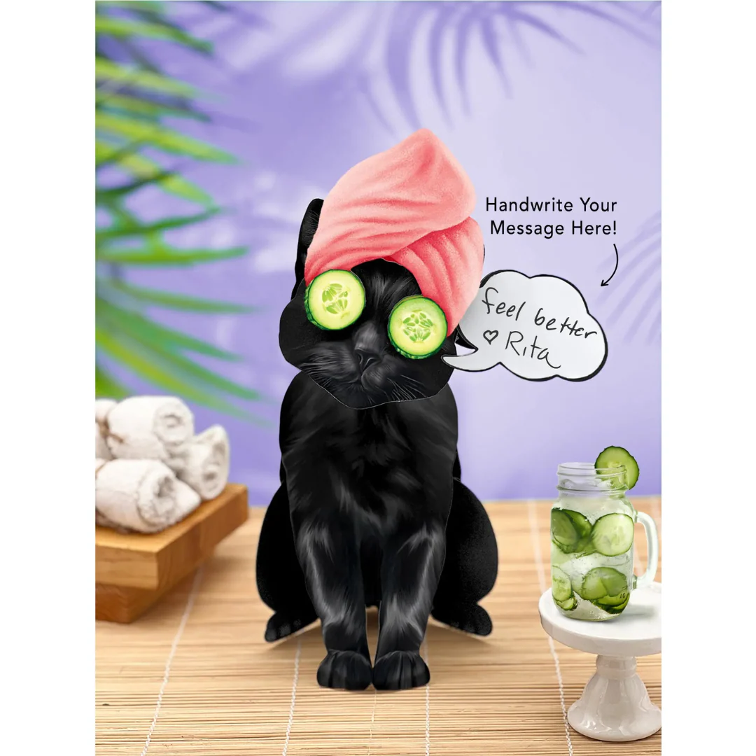 Fresh Cut Paper - Pop-Up Cat with Note Card and Accessories - Black Cat - Image 4
