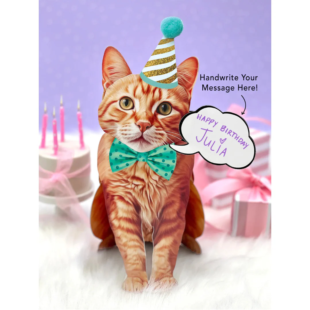 Fresh Cut Paper - Pop-Up Cat with Note Card and Accessories - Orange Tabby - Image 4