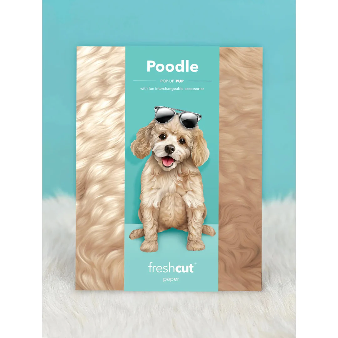 Fresh Cut Paper - Pop-Up Pup with Note Card and Accessories - Poodle
