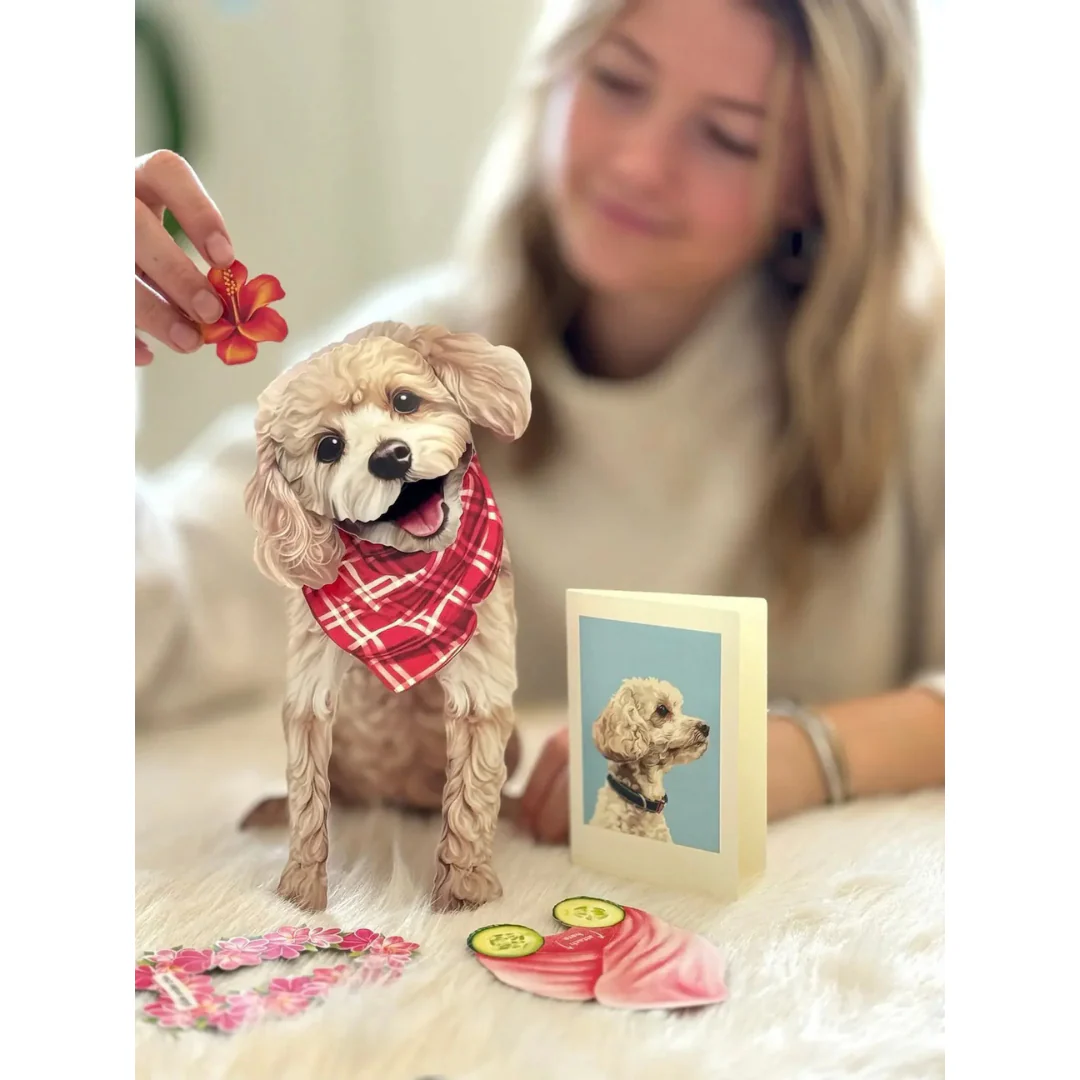 Fresh Cut Paper - Pop-Up Pup with Note Card and Accessories - Poodle - Image 3