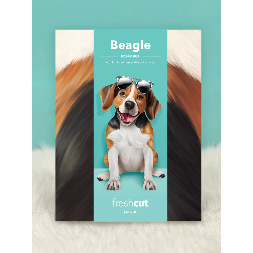 Fresh Cut Paper - Pop-Up Pup with Note Card and Accessories - Beagle