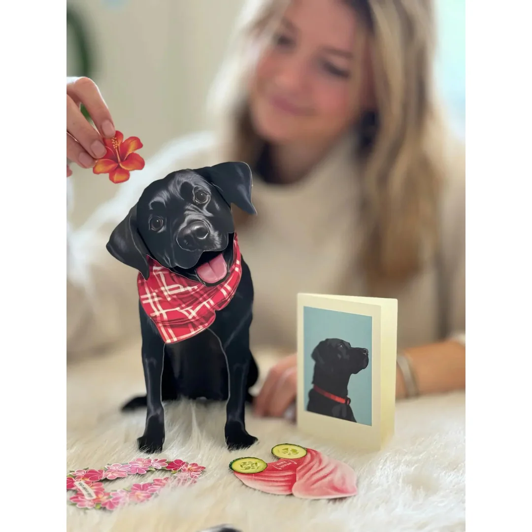 Fresh Cut Paper - Pop-Up Pup with Note Card and Accessories - Black Lab - Image 3