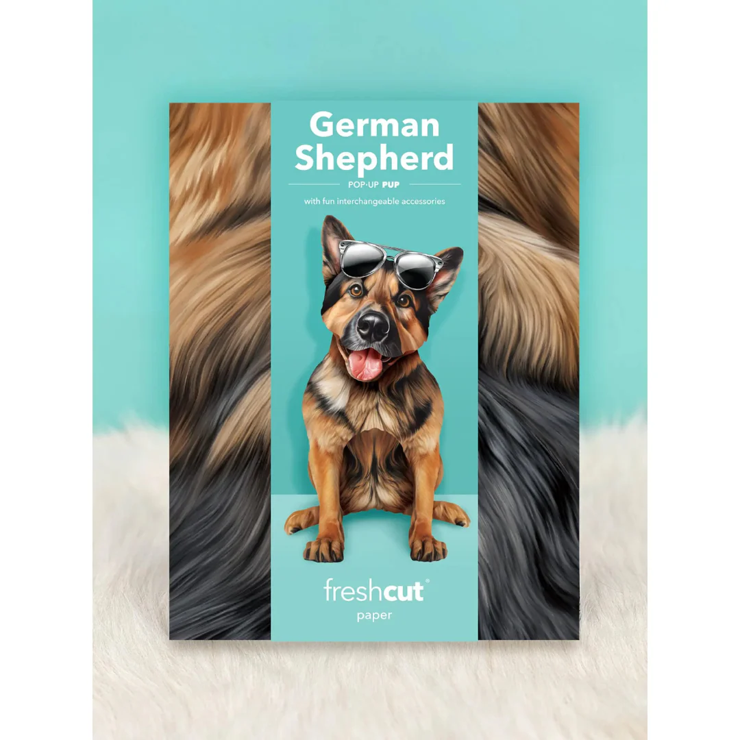 Fresh Cut Paper - Pop-Up Pup with Note Card and Accessories - German Shepherd