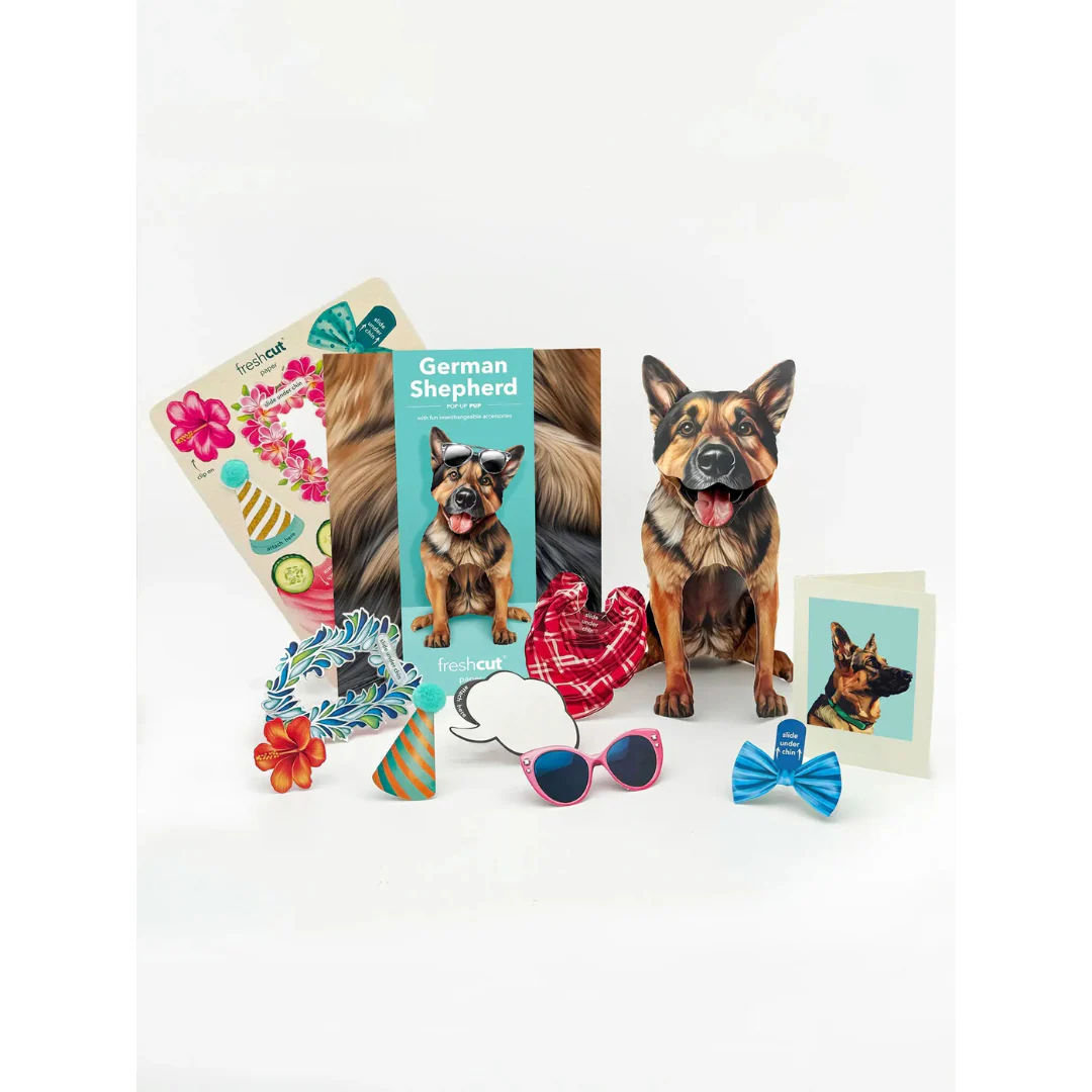Fresh Cut Paper - Pop-Up Pup with Note Card and Accessories - German Shepherd - Image 2