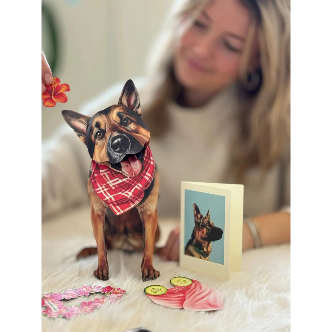 Fresh Cut Paper - Pop-Up Pup with Note Card and Accessories - German Shepherd - Image 3