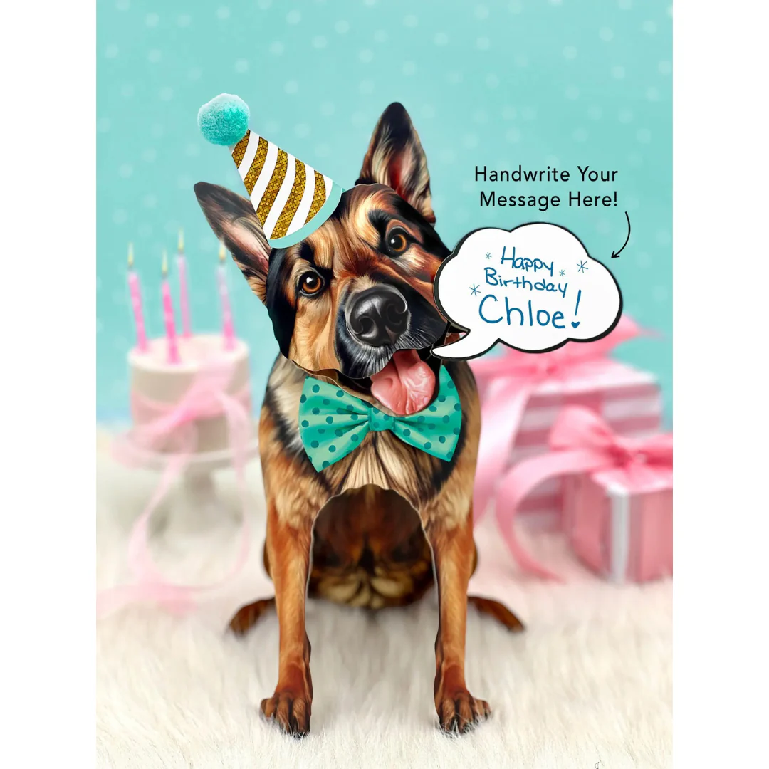Fresh Cut Paper - Pop-Up Pup with Note Card and Accessories - German Shepherd - Image 4