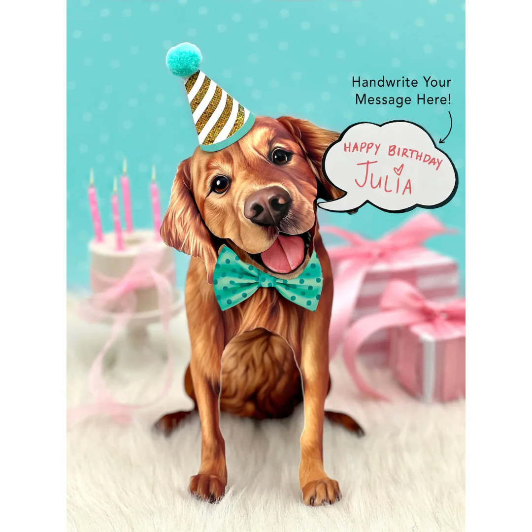 Fresh Cut Paper - Pop-Up Pup with Note Card and Accessories - Golden Retriever - Image 4