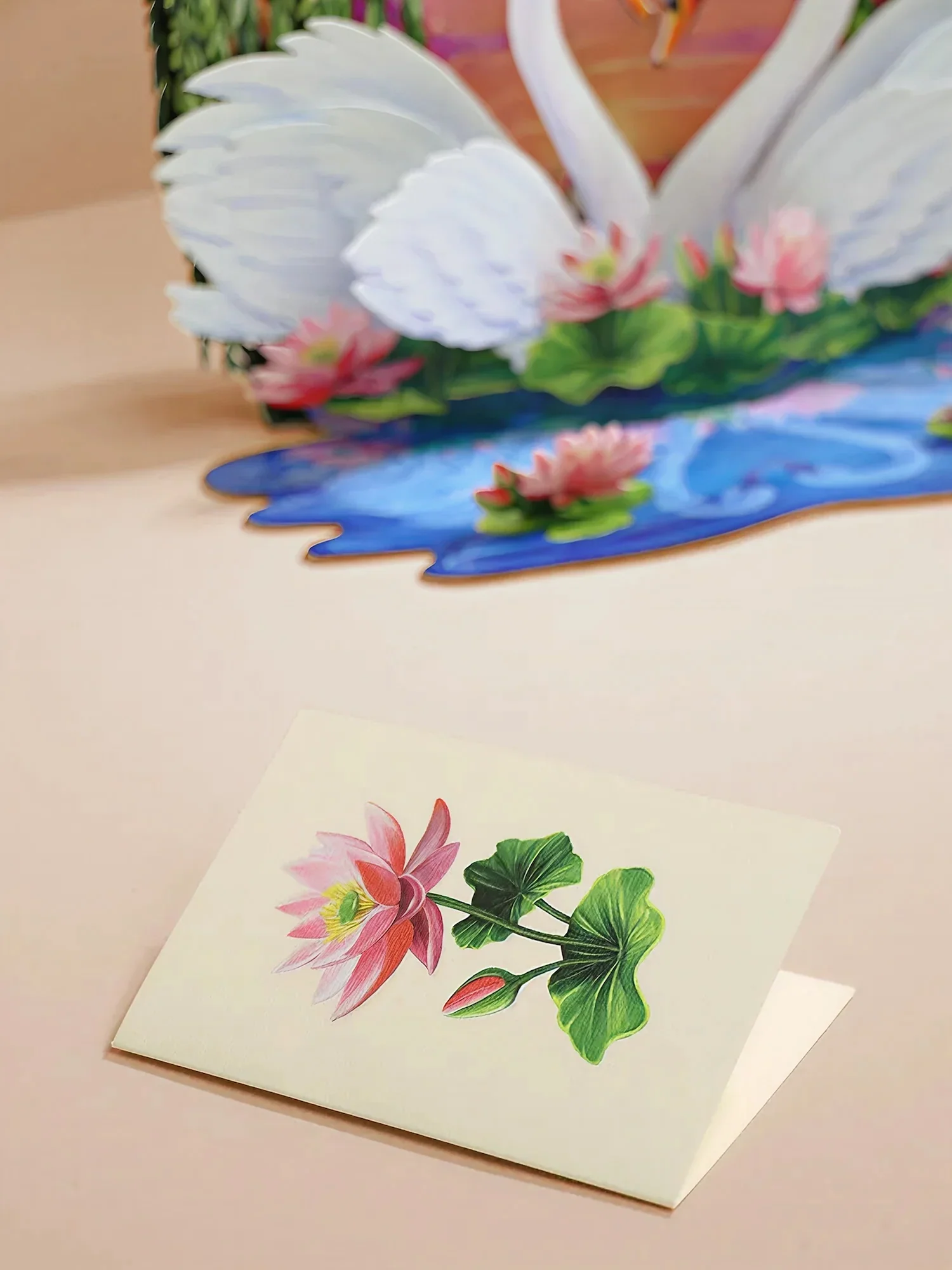 Fresh Cut Paper - Pop-Up Scene with Note Card - Sweetheart Swans - Image 3