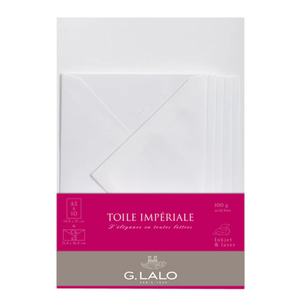 G. LALO - WRITING SET - 10 SHEETS A5 PAPER - 5 ENVELOPES C6
