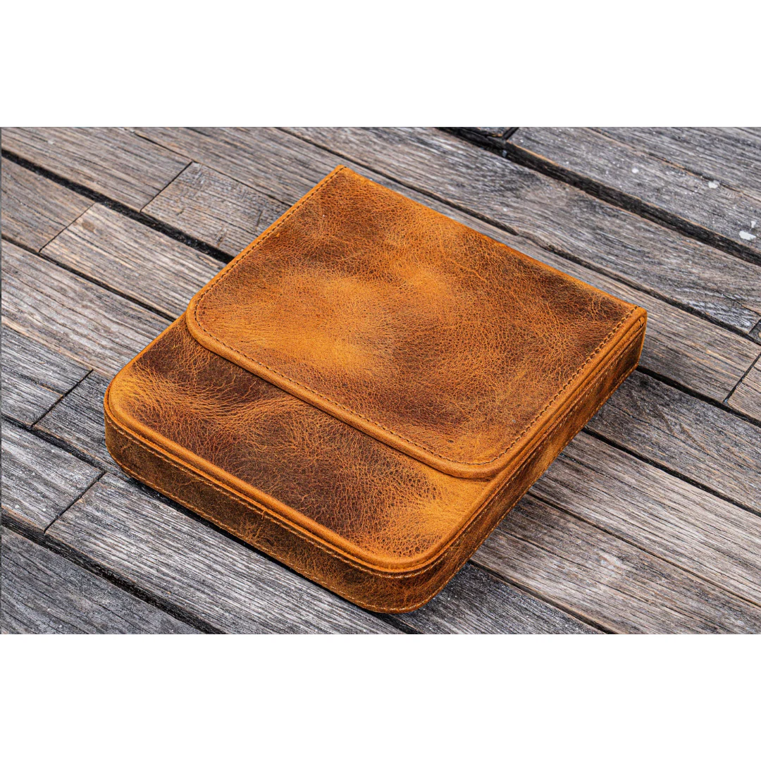 Galen Leather - Leather Magnum Opus 6 Slots Hard Pen Case with Removable Pen Tray - Crazy Horse Brown - Image 5