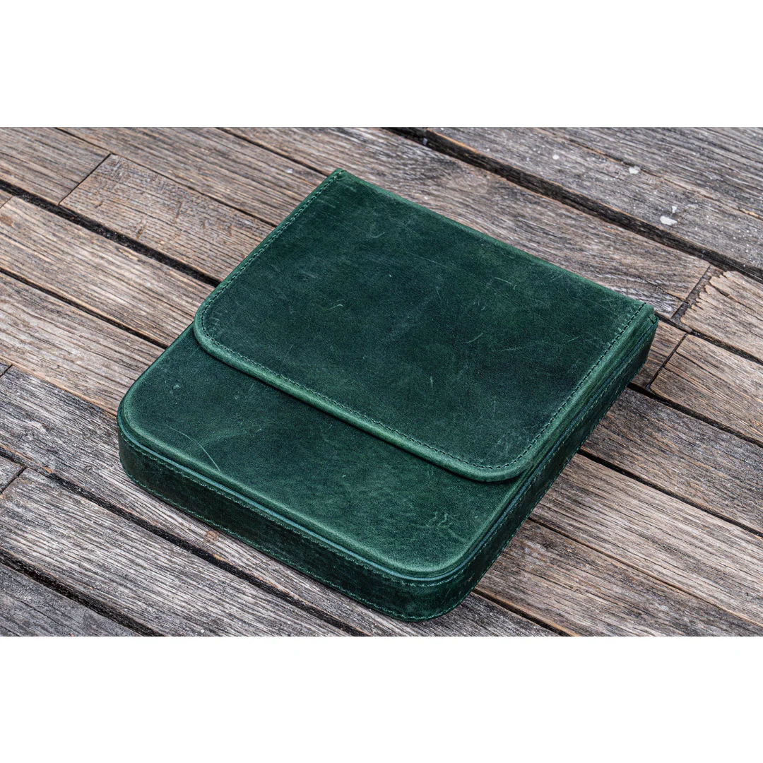 Galen Leather - Leather Magnum Opus 6 Slots Hard Pen Case with Removable Pen Tray - Crazy Horse Forest Green - Image 5