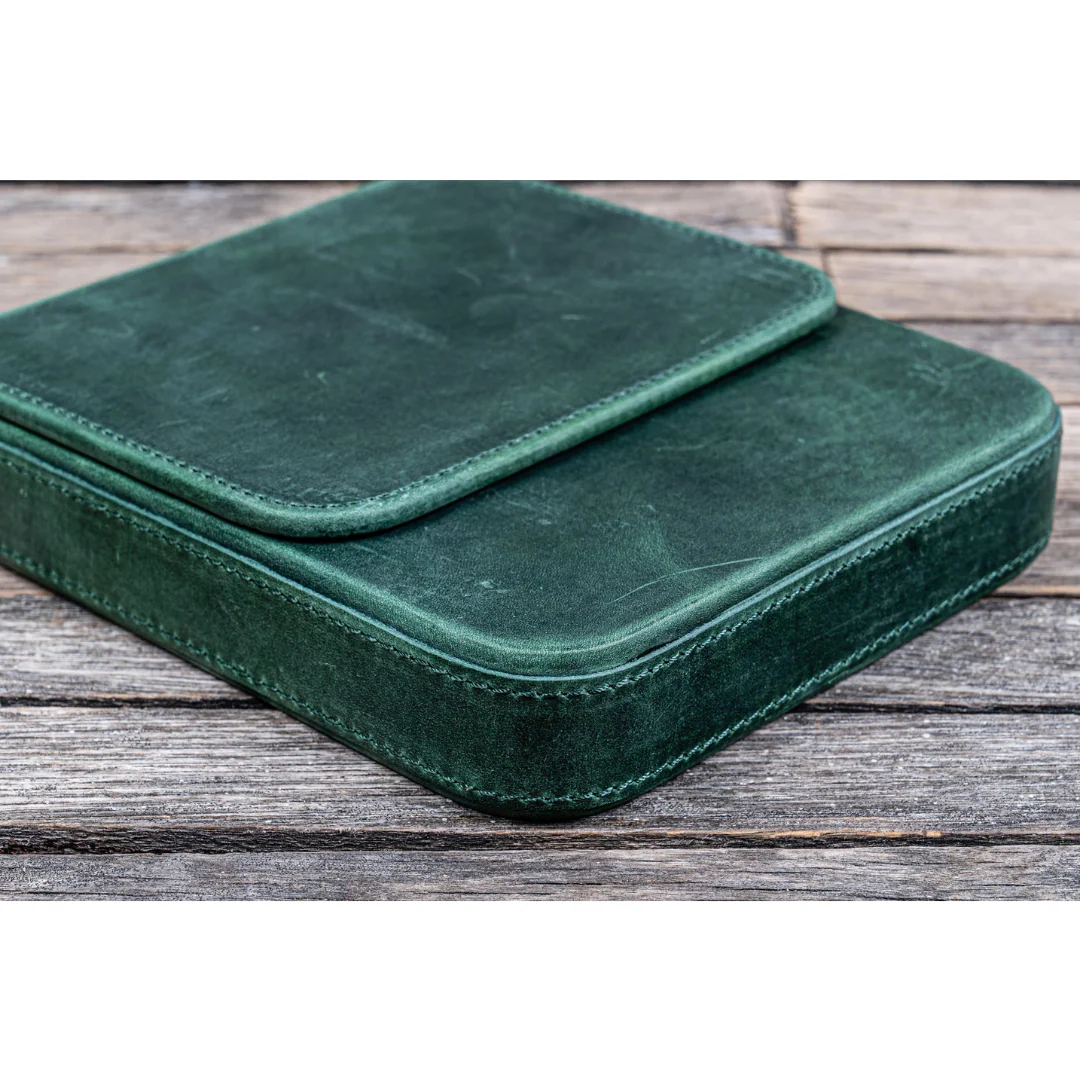 Galen Leather - Leather Magnum Opus 6 Slots Hard Pen Case with Removable Pen Tray - Crazy Horse Forest Green - Image 6